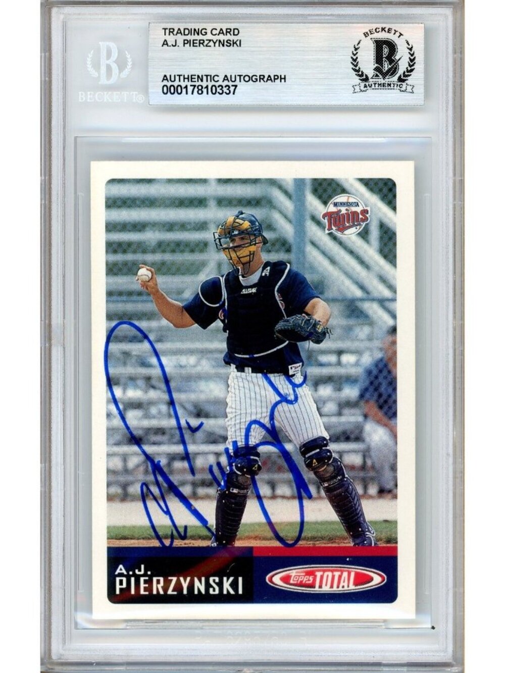 A.J. Pierzynski Signed 2002 Topps Total #256 Twins Baseball Card BAS Slab